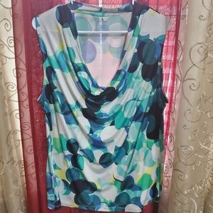 Worthington Drape-Front Multicolored Blouse Tank